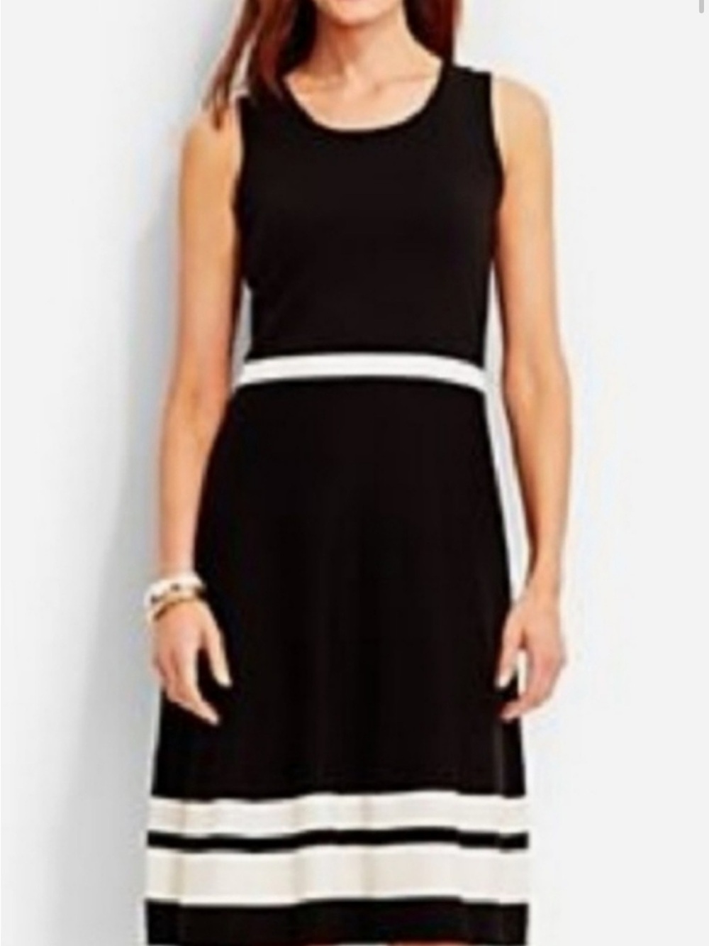 Talbot’s Sleeveless Black Dress with White Trim - Classic A-Line. Size Small